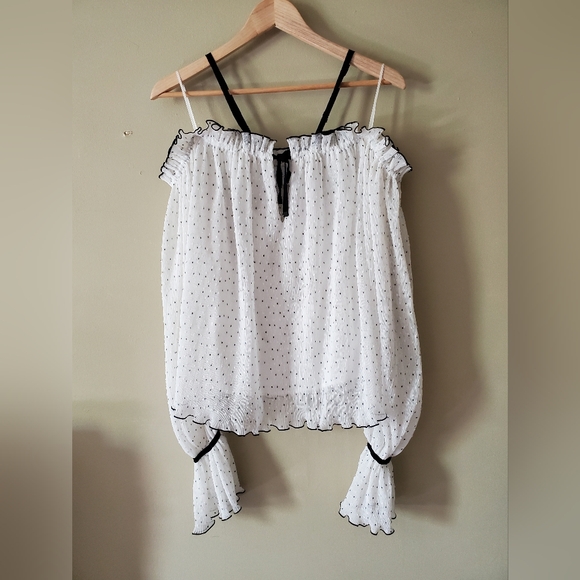 Alice McCall Picture This Blouse Crepe Pleated Cold Off Shoulder Size 4 - Picture 8 of 8